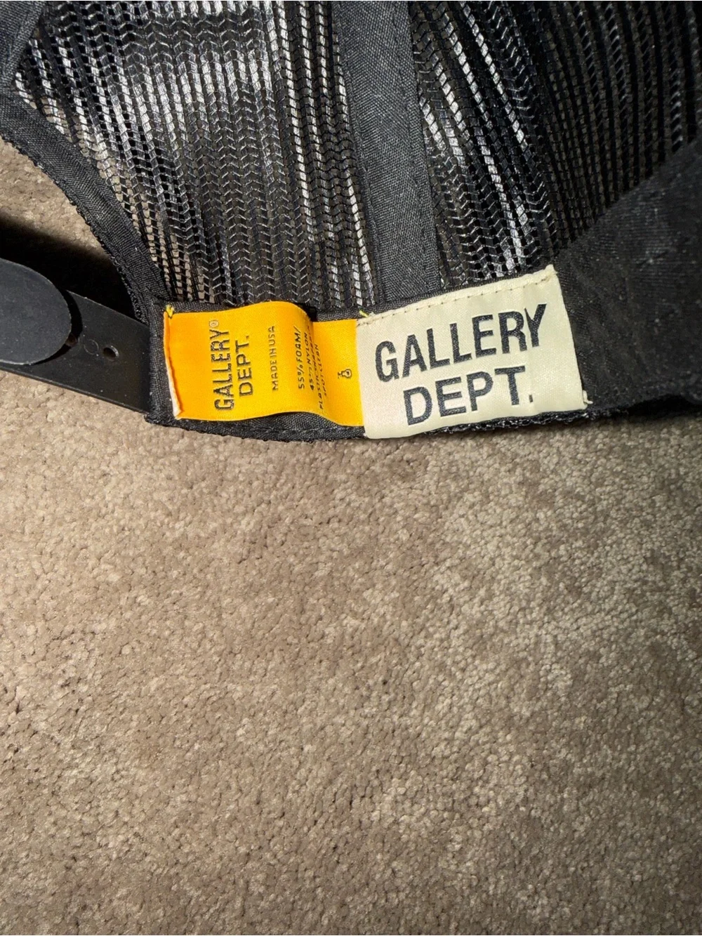 Gallery Dept. Black Mesh Snapback Hat - Black & Yellow Tags